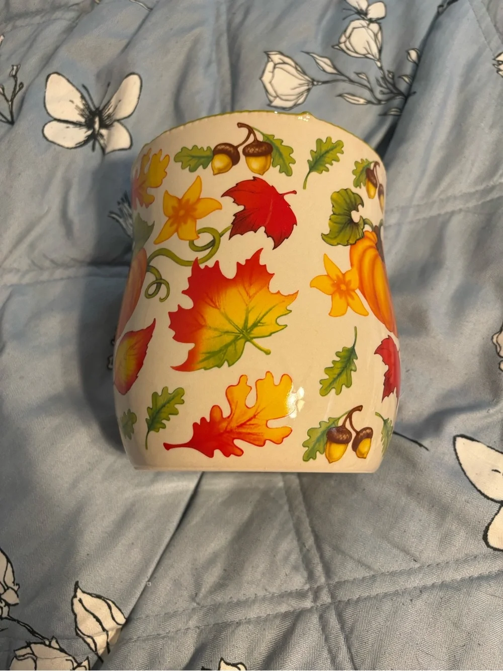 Temp-Tations Fall Harvest Ceramic baker in Orange, Green, Yellow and Red